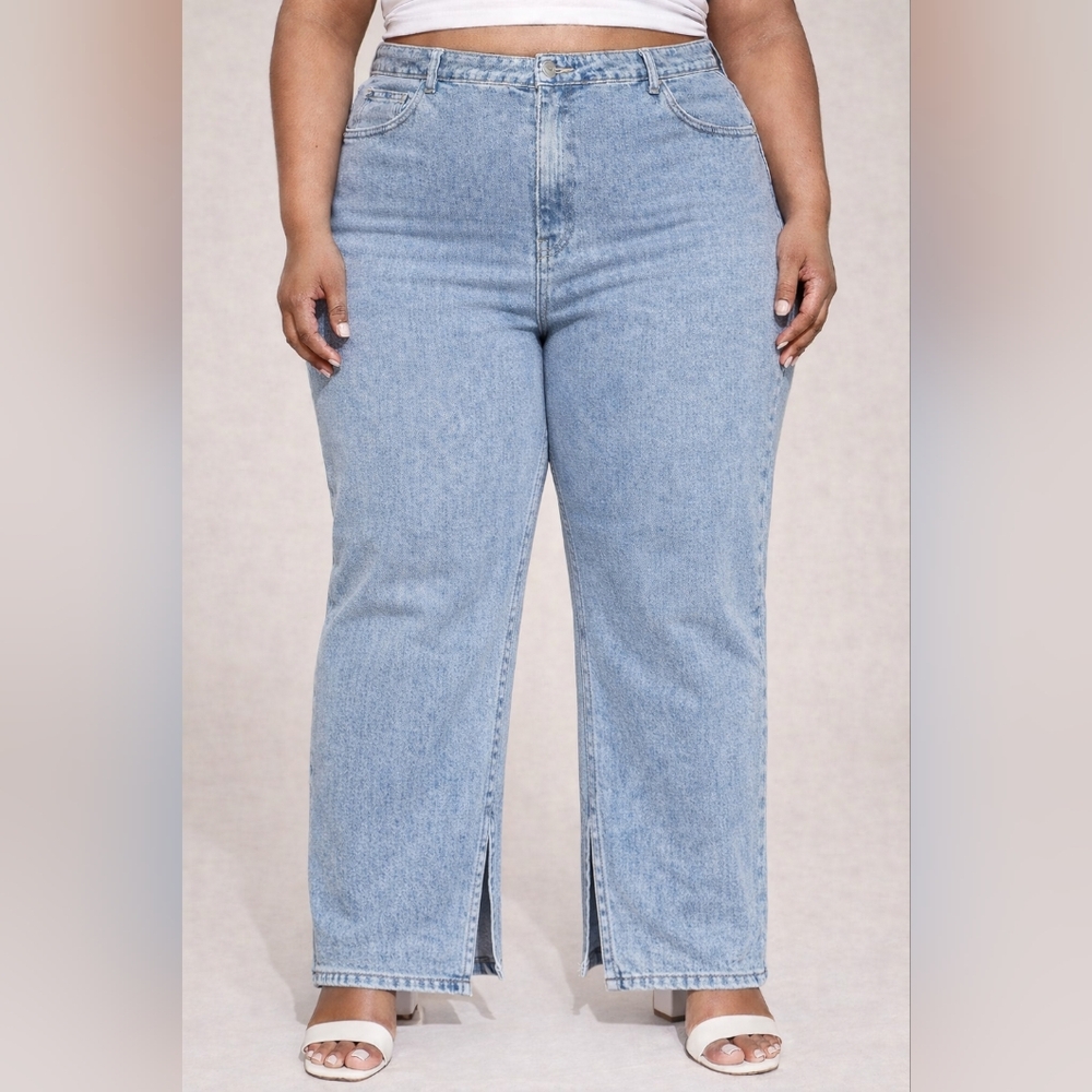 Cider 3XL Light Wash Wide Leg‎ Jeans w/ Inner Ankle Slits | NWT